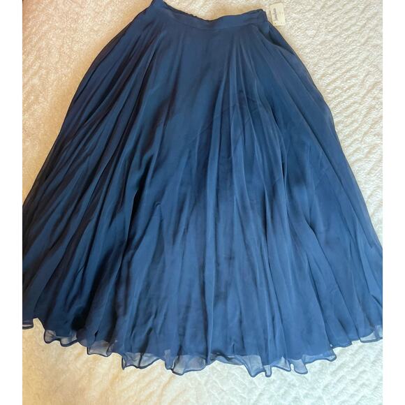New With Tags BlackTie Neiman Marcus Formal Silk Long Full Navy Skirt Size 4 - Picture 9 of 13